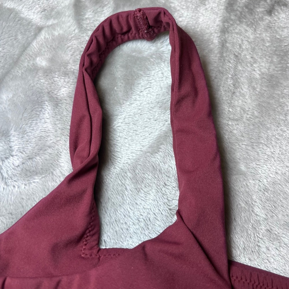 Yitty Womens Size Medium Ribbed Racerback Sports Bra Maroon Crop Top Athletic - Picture 8 of 12